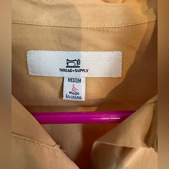 🎉Thread & Supply Button Down Shirt Long Sleeve Front Tie Option Size Medium - Picture 4 of 9